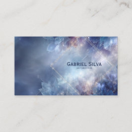 Tarjeta De Visita Diamante Dorado Cristalino Azul Celestial Etéreo