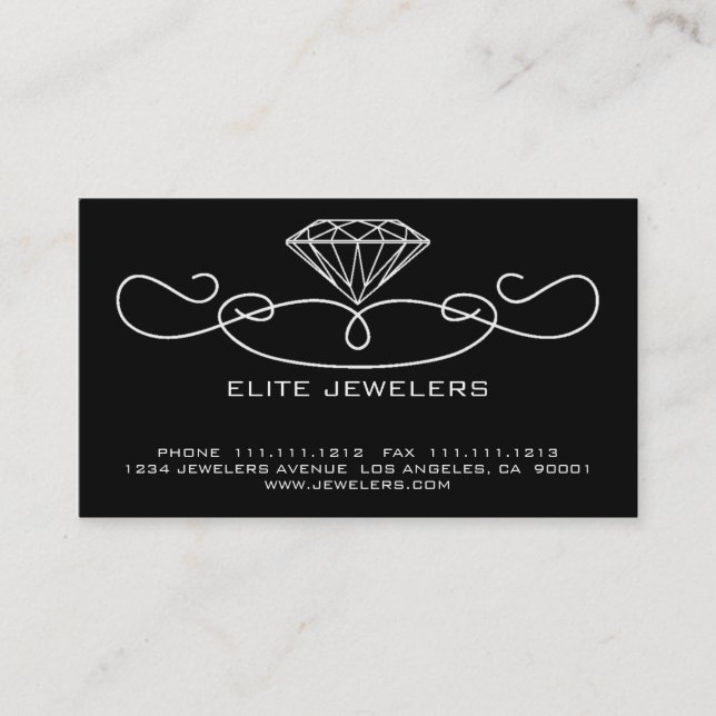 TARJETA DE VISITA DIAMANTE ELEGANTE DE LOS JOYEROS (Anverso)
