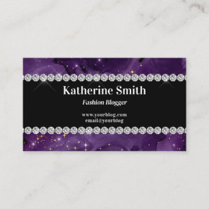Tarjeta De Visita Diamante falso Purpura Celestial Rhinestone