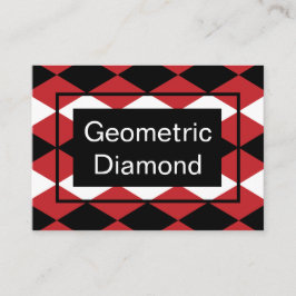 Tarjeta De Visita Diamante Geométrico Blanco Negro Sobre Fondo Rojo