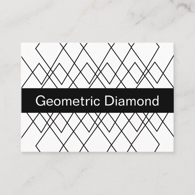 Tarjeta De Visita Diamante geométrico negro y blanco (Anverso)