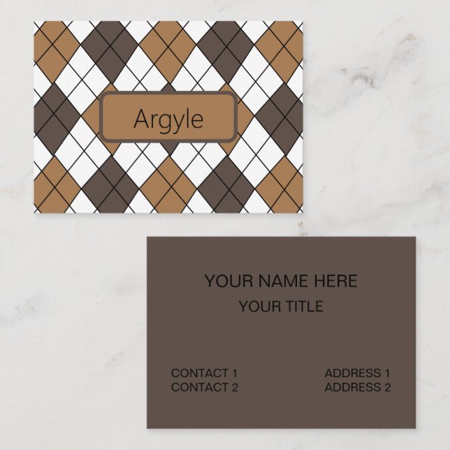 Tarjeta De Visita Diamante Marrón Argyle (Anverso / Reverso)