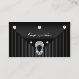 Tarjeta De Visita Diamante Negro Metal Look Plata