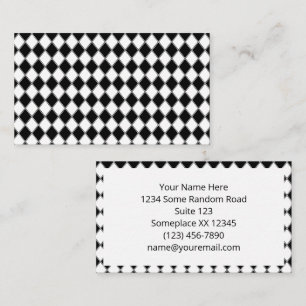 Tarjeta De Visita Diamante negro y blanco con patrón Argyle