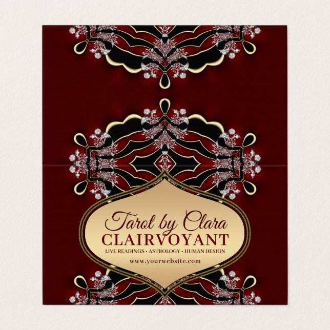 Tarjeta De Visita Diamante rojo Diamante Diosa de amor Templo Tarot (Exterior desplegado)