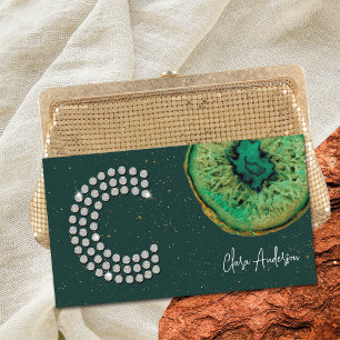 Tarjeta De Visita Diamantes Agante Esmeralda Letra C Inicial Monogra