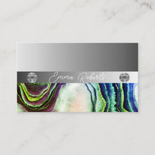Tarjeta De Visita Diamantes Brillo Plateado Brillante Resplandecient
