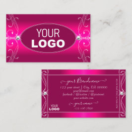 Tarjeta De Visita Diamantes con logo de color rosa de glamur de lujo