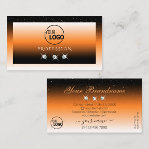 Tarjeta De Visita Diamantes con logotipo de gradiente negro naranja