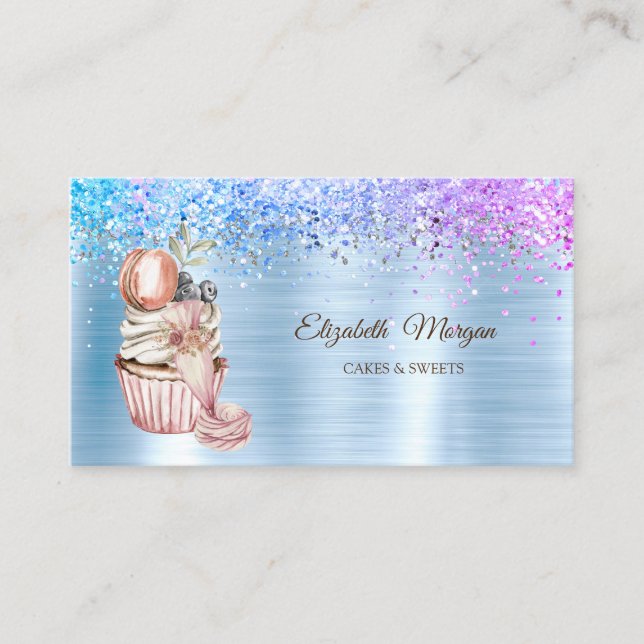 Tarjeta De Visita Diamantes, Cupcake, Dulces, Herramienta de panader (Anverso)