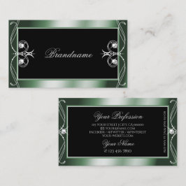 Tarjeta De Visita Diamantes de espuma verde negro ornamental contrab