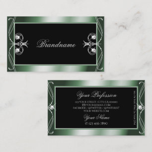 Tarjeta De Visita Diamantes de espuma verde negro ornamental contrab