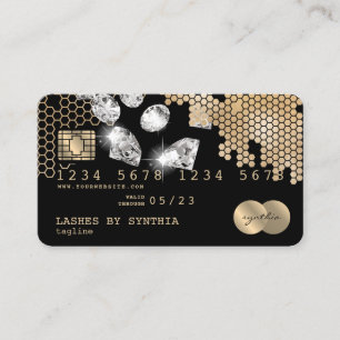 Tarjeta De Visita Diamantes de Honeycomb de oro con estilo con tarje