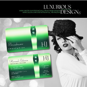 Tarjeta De Visita Diamantes de imitación de degradado verde Horas d