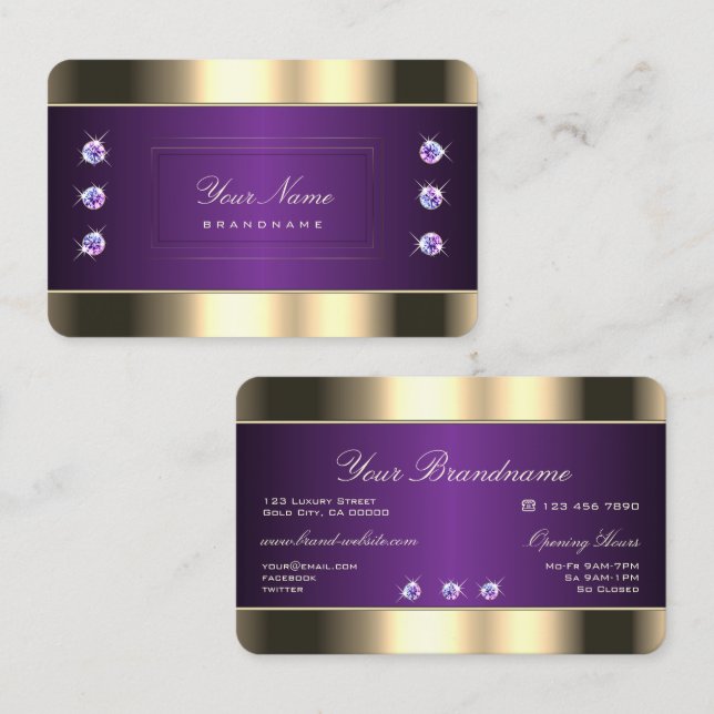 Tarjeta De Visita Diamantes de imitación de Faux Luminosos de Oro Mo (Anverso / Reverso)