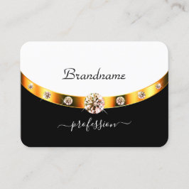 Tarjeta De Visita Diamantes de imitación de Iniciales Blancas y Negr