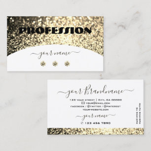 Tarjeta De Visita Diamantes de imitación Purpurinas de lujo White Go