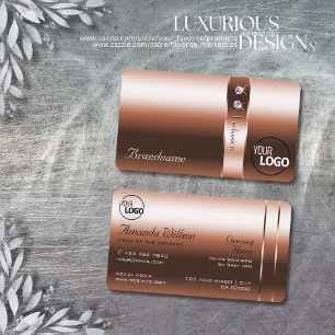 Tarjeta De Visita Diamantes de lujo y efecto oro Rosa con logotipo