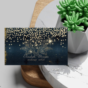 Tarjeta De Visita Diamantes de oro genial Loto Azul Oscuro