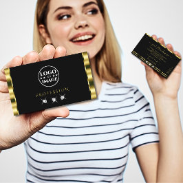 Tarjeta De Visita Diamantes de oro negro de lujo con logotipo