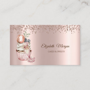 Tarjeta De Visita Diamantes de oro rosa, Cupcake, Dulces, Herramient
