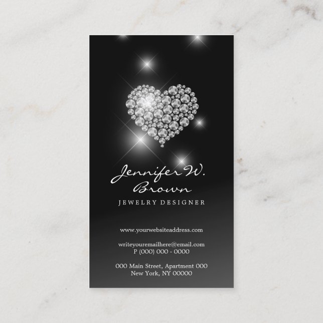 Tarjeta De Visita Diamantes de plata joyas lujo (Reverso)