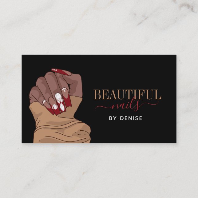 Tarjeta De Visita diamantes de técnica de uñas de mano en salón de u (Anverso)