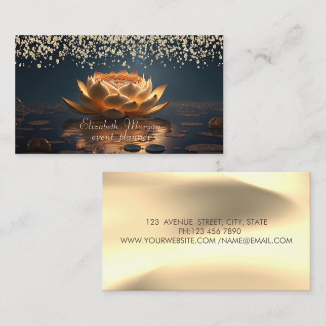 Tarjeta De Visita Diamantes dorados Lotus Dark (Anverso / Reverso)
