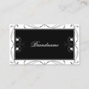 Tarjeta De Visita Diamantes espumosos blancos y negros Ornato elegan