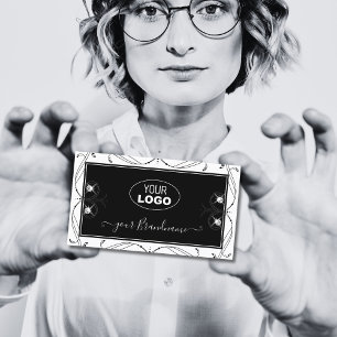 Tarjeta De Visita Diamantes espumosos en blanco y negro añaden logot
