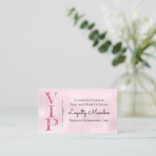 Tarjeta De Visita Diamantes Glamurosos Glitter Rosa Lealtad VIP