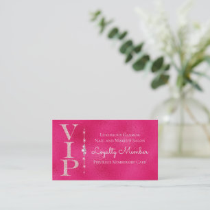 Tarjeta De Visita Diamantes Glamurosos Glitter Rosa Lealtad VIP