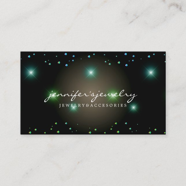 Tarjeta De Visita Diamantes Joyas Verde (Anverso)