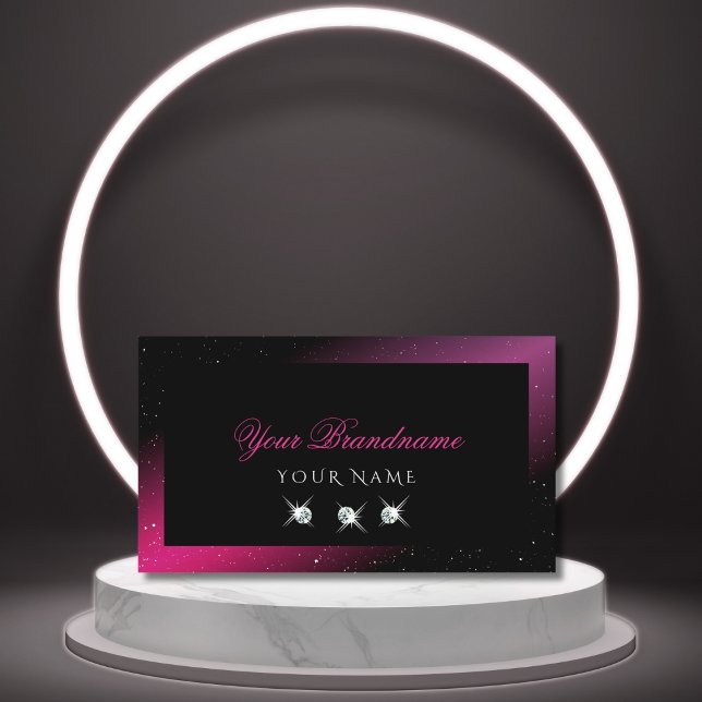 Tarjeta De Visita Diamantes modernos de espuma morada rosada con est (Subido por el creador)