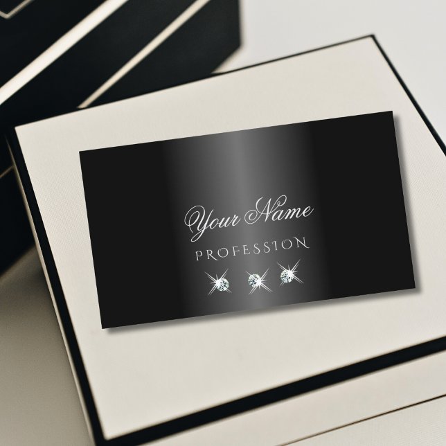 Tarjeta De Visita Diamantes modernos en blanco y negro con brillo (Subido por el creador)