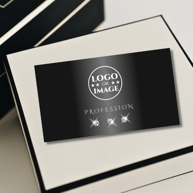 Tarjeta De Visita Diamantes modernos en blanco y negro con espuma añ (Subido por el creador)