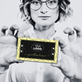 Tarjeta De Visita Diamantes ornamentales negros espumosos de crema n