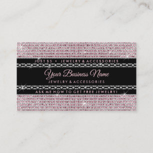 Tarjeta De Visita Diamantes Rosa Brillantes Joyería Femenina Signatu