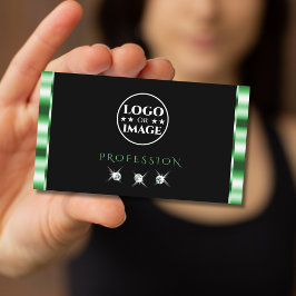 Tarjeta De Visita Diamantes verdes y negros modernos con espuma añad