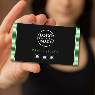 Tarjeta De Visita Diamantes verdes y negros modernos con espuma añad
