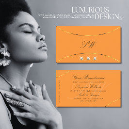 Tarjeta De Visita Diamantes y monograma de la decoración dorada nara