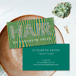 Tarjeta De Visita Diamond Gold Dark Hairdresser Verde azulado Hair S