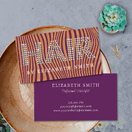 Tarjeta De Visita Diamond Gold Plum Purple Hairdresser Stylist