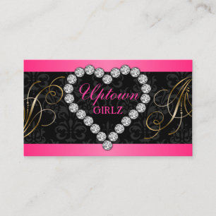 Tarjeta De Visita Diamond Jewels Gold Swirls Damask