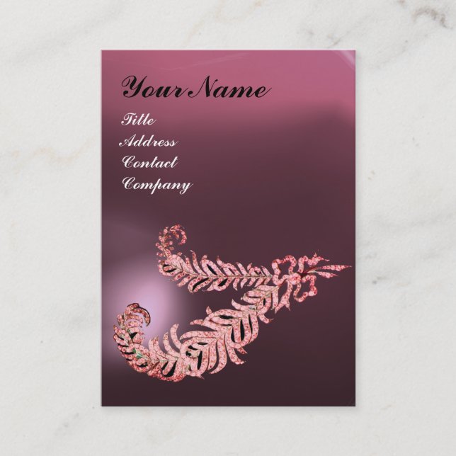 Tarjeta De Visita DIAMOND PRESENTA MONOGRAM Violeta rosa Púrpura (Anverso)