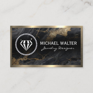 Tarjeta De Visita Diamond Shine   Mármol negro   Metálico de oro