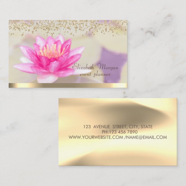 Tarjeta De Visita Diamonds Lotus Gold Elegant (Anverso / Reverso)