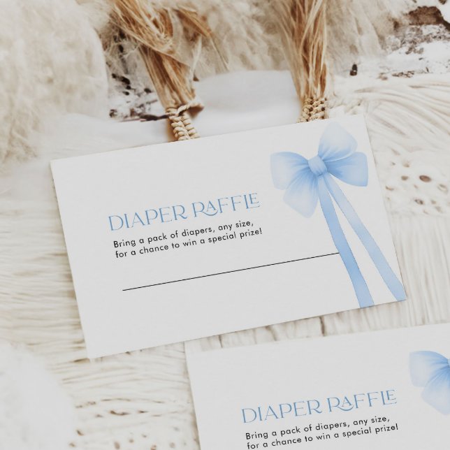 Tarjeta De Visita Diaper Raffle Card Blue Bow (Subido por el creador)
