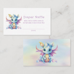 Tarjeta De Visita Diaper Raffle, Chica del Dragón del Pastel Cute