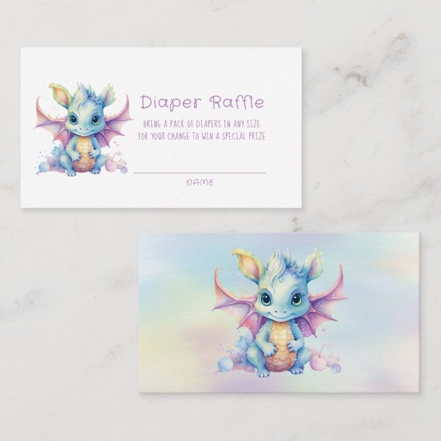 Tarjeta De Visita Diaper Raffle, Chica del Dragón del Pastel Cute (Anverso / Reverso)